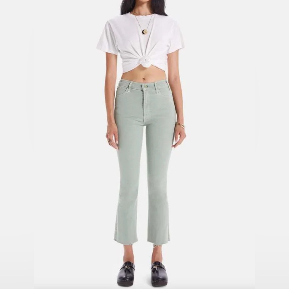MOTHER Mint Cropped Ankle Bootcut Jeans